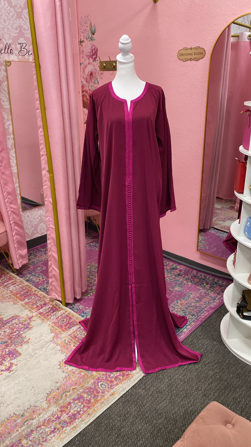 Moroccan Traditional Satin Chiffon 2 Piece Caftan