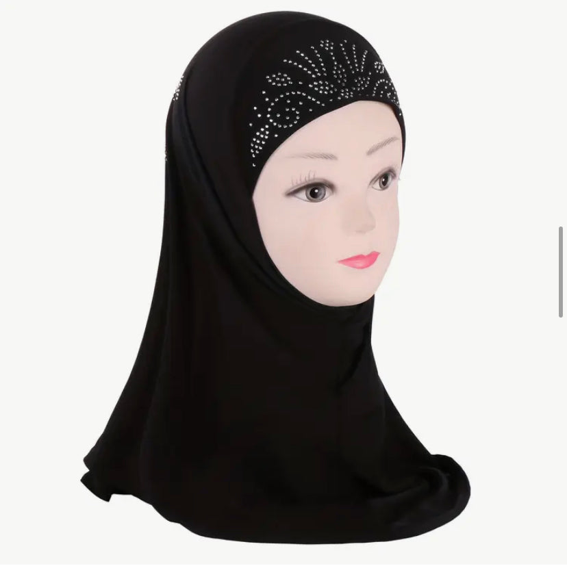 Kids Embellished Floral Hijabs(Multi Colors)