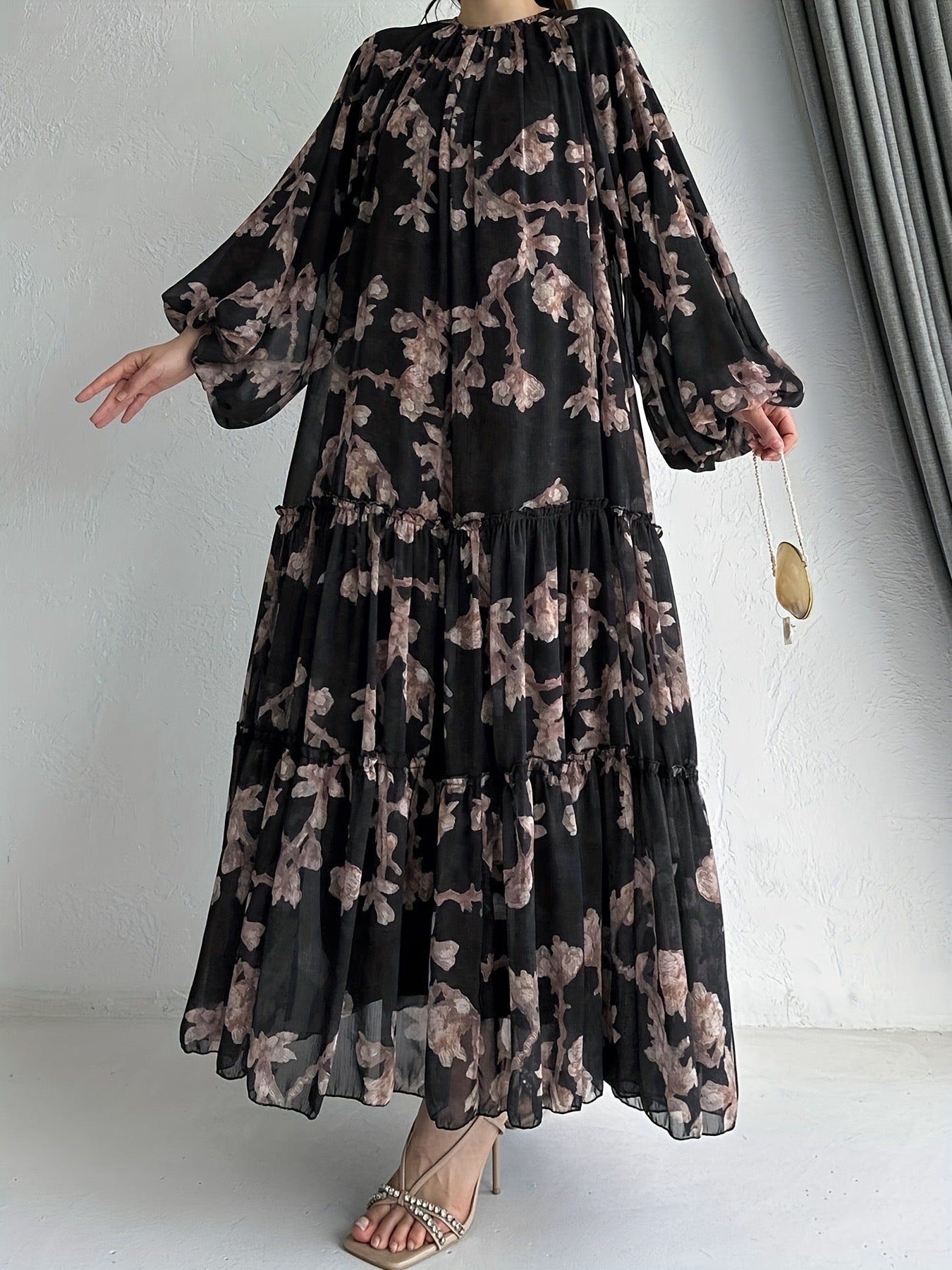 Floral Layered Chiffon Dress
