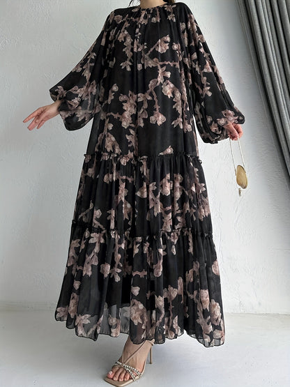 Floral Layered Chiffon Dress