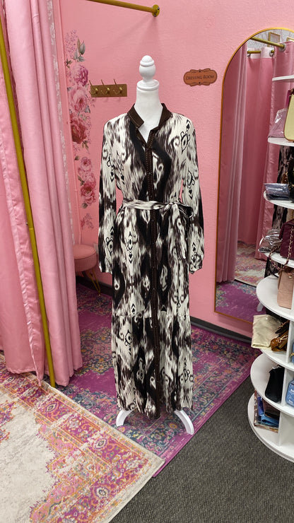 Turkish Tie-dye Button Down Summer Dress Abaya