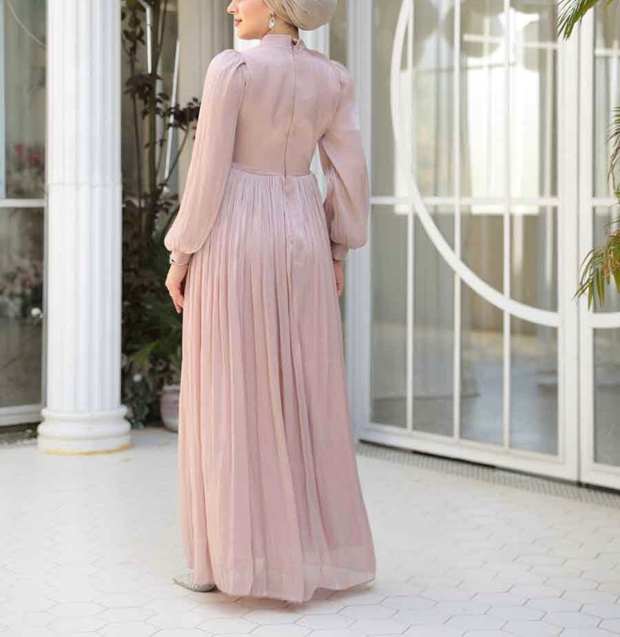Elegant Turkish Satin Chiffon Gown