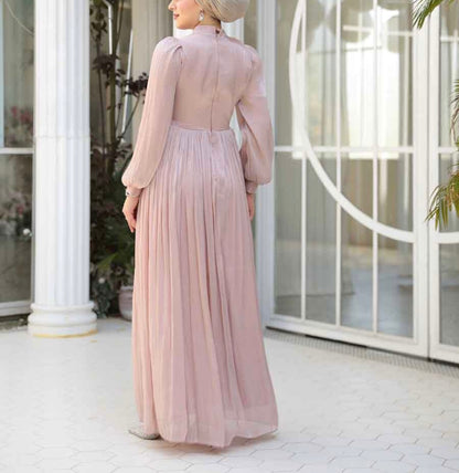 Elegant Turkish Satin Chiffon Gown