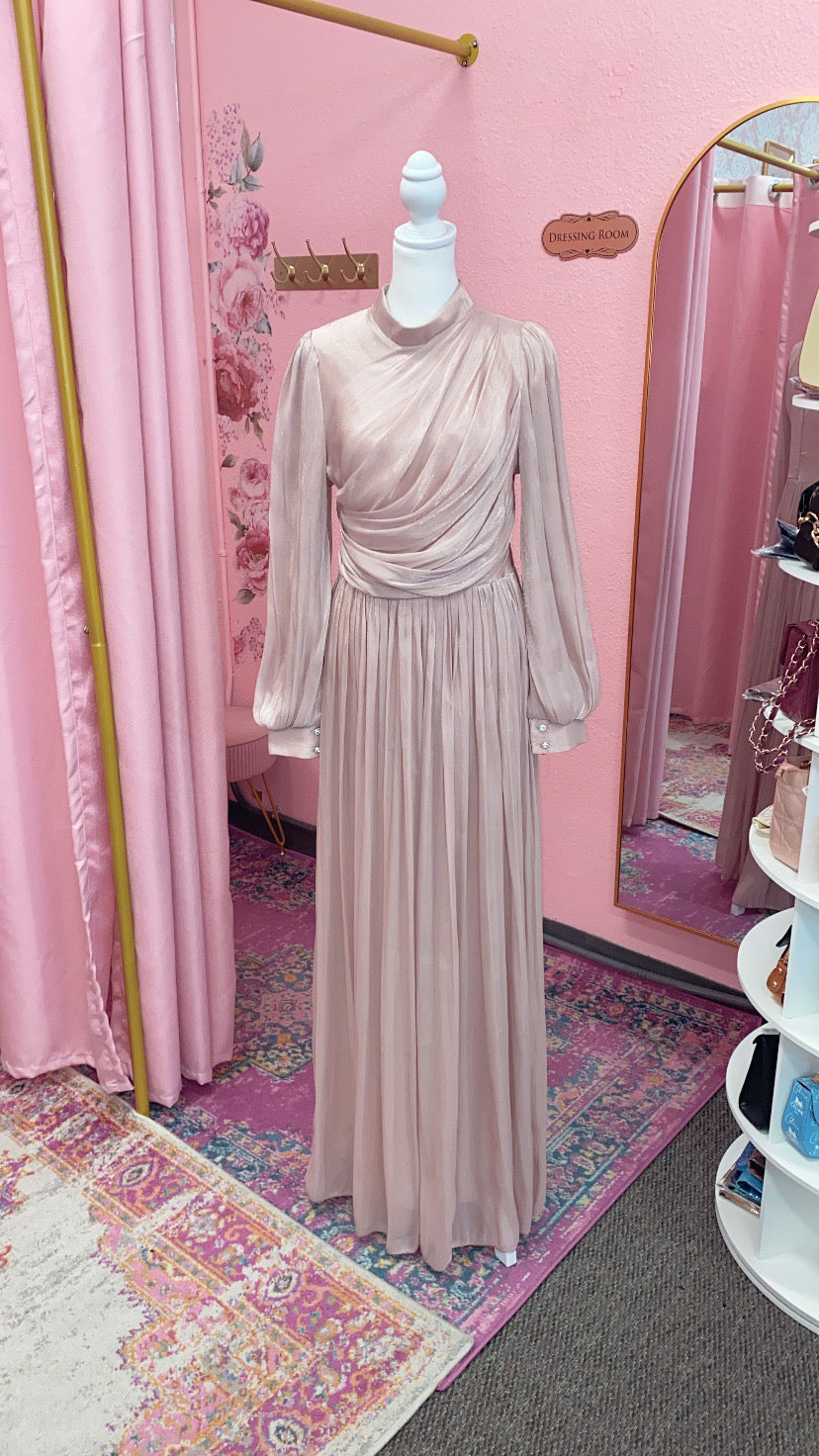 Elegant Turkish Satin Chiffon Gown