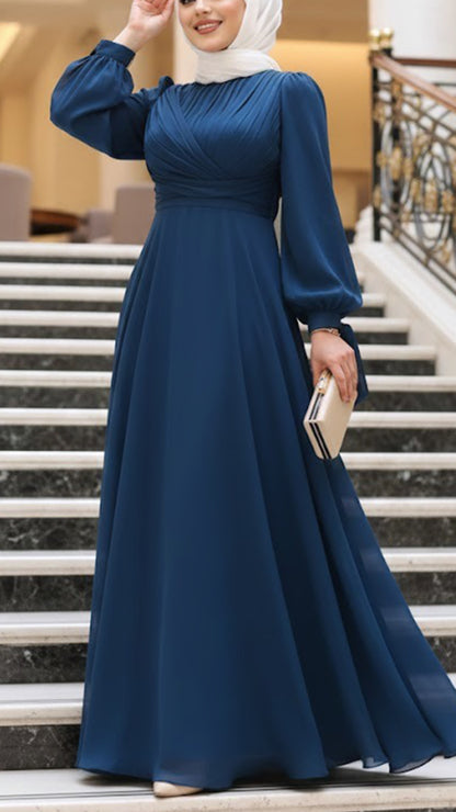 Elegant Silk Chiffon Crisscross Designed Gown