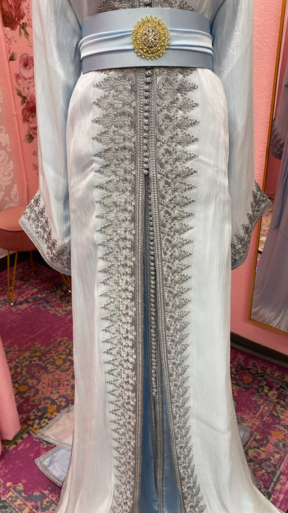 Moroccan Traditional Satin Chiffon Caftan