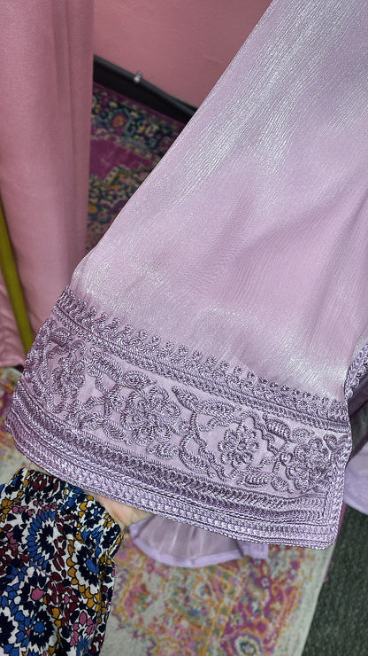 Moroccan Traditional Satin Chiffon 2 Piece Caftan