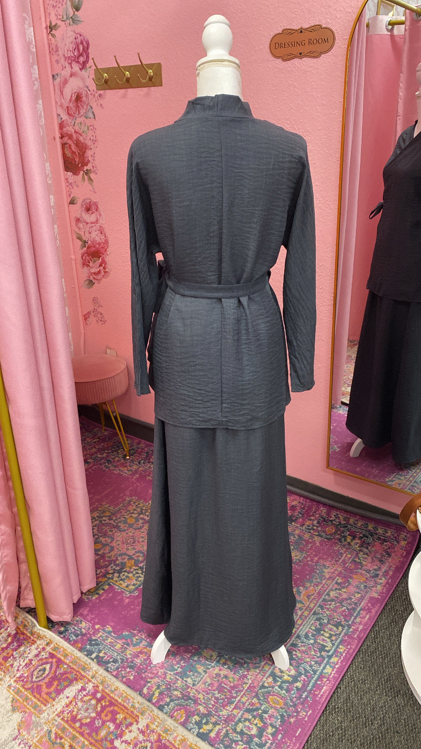 Belted Side Tie Style Skirt Set