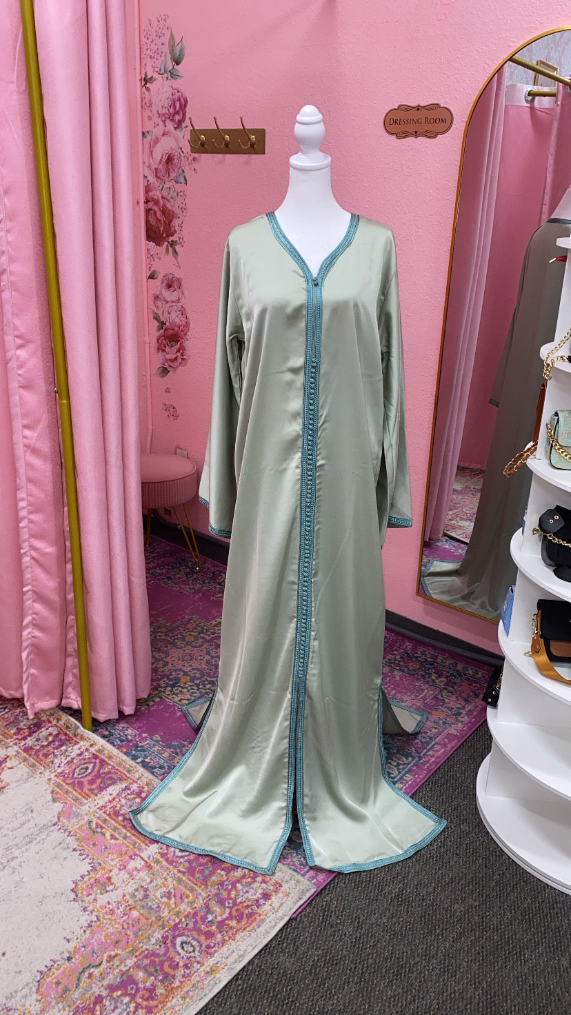 Moroccan Traditional Satin Chiffon Caftan