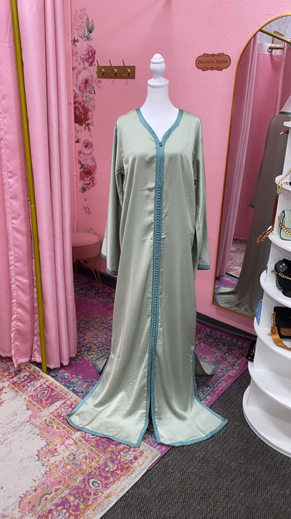 Moroccan Traditional Satin Chiffon Caftan