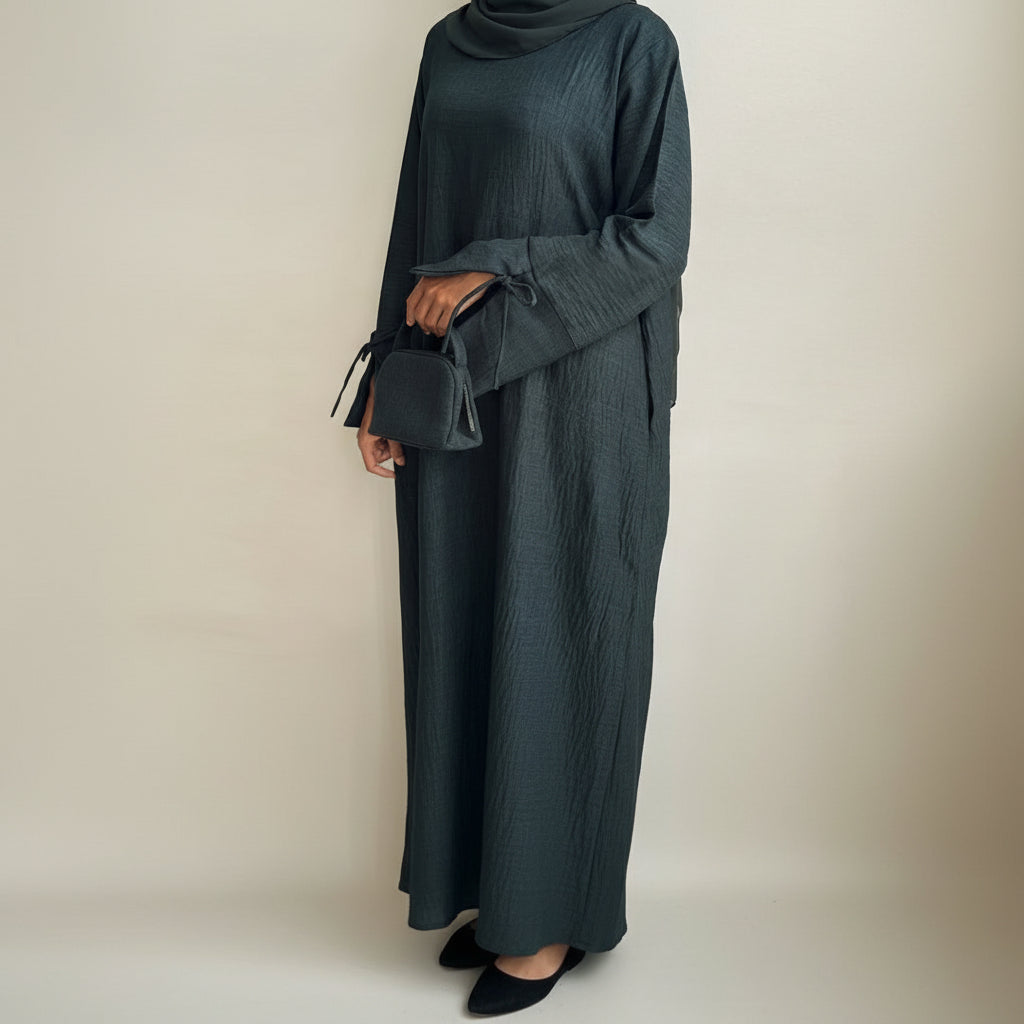 Beautiful Tie Sleeve Abaya Dress