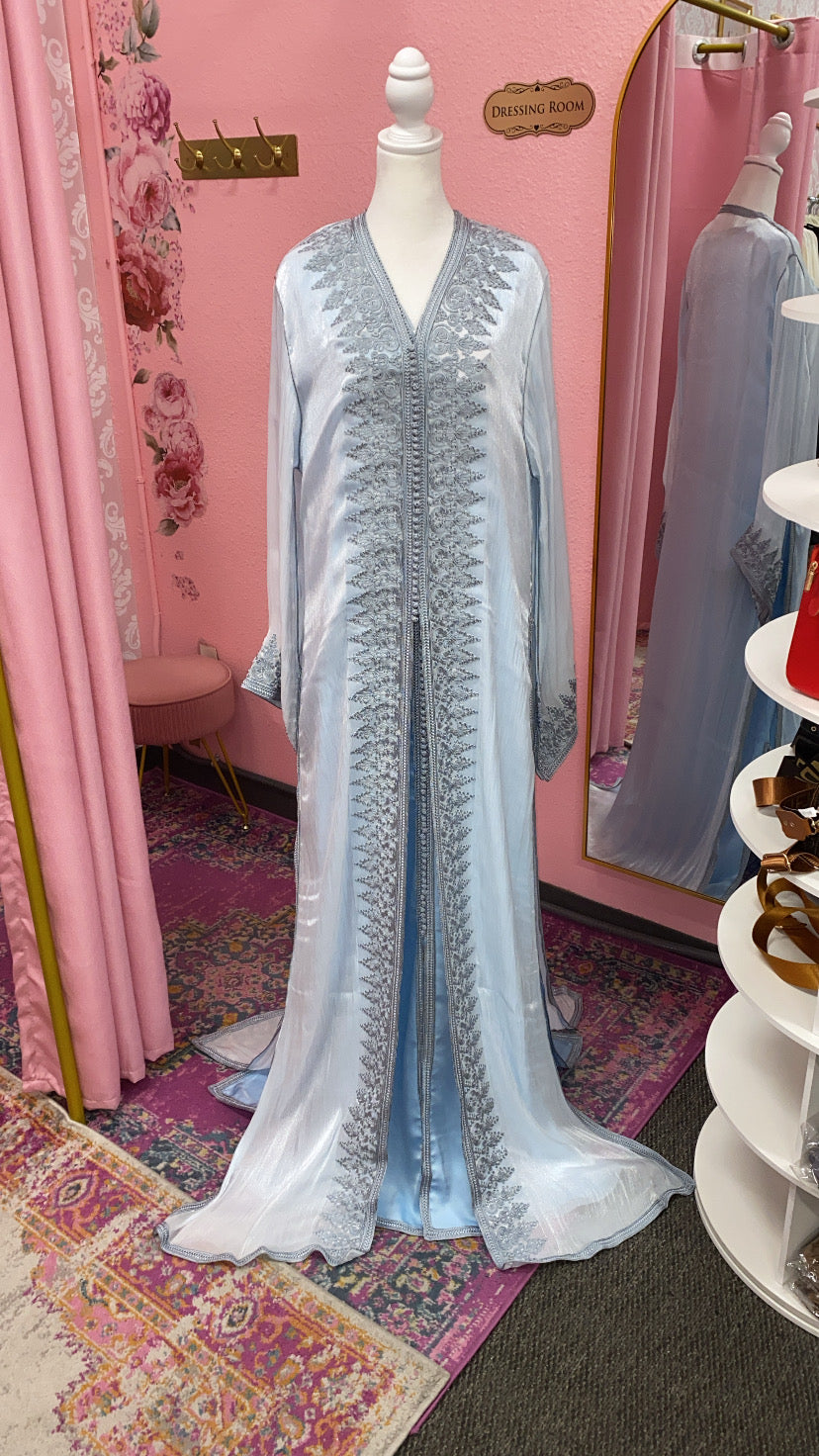 Moroccan Traditional Satin Chiffon Caftan