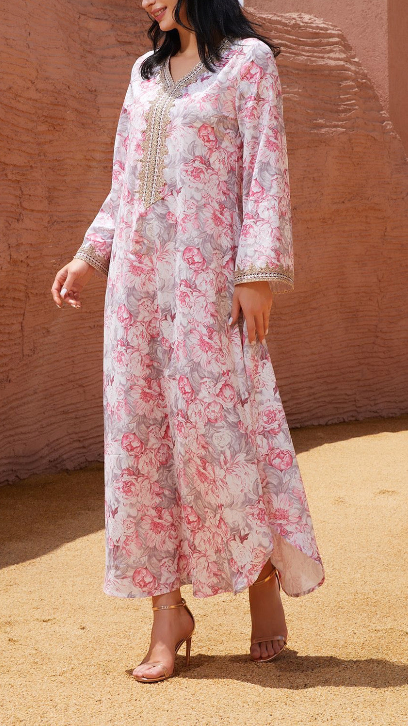 Embroidered Caftan Style Dress