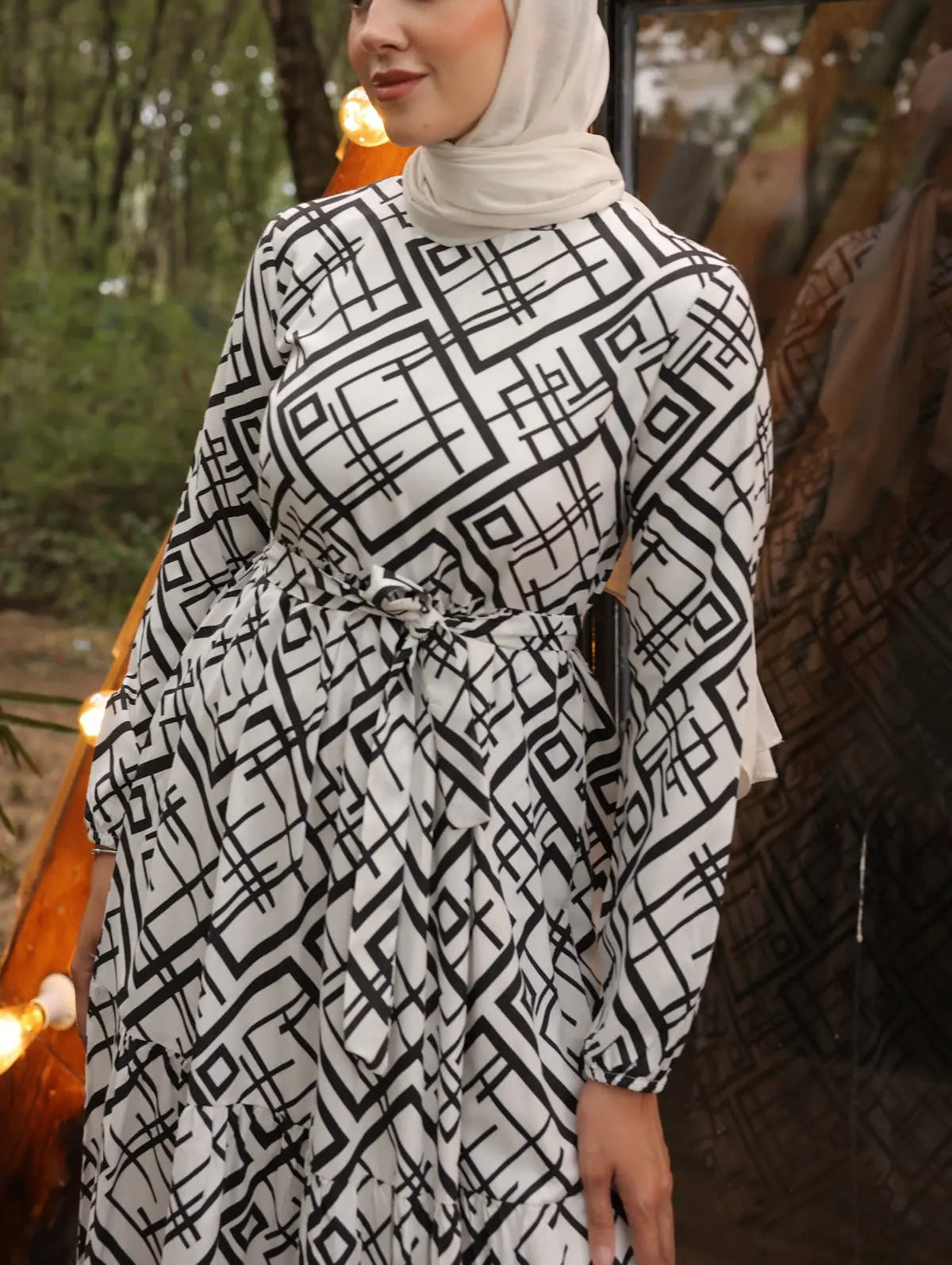 Turkish Black & White Pattern Dress