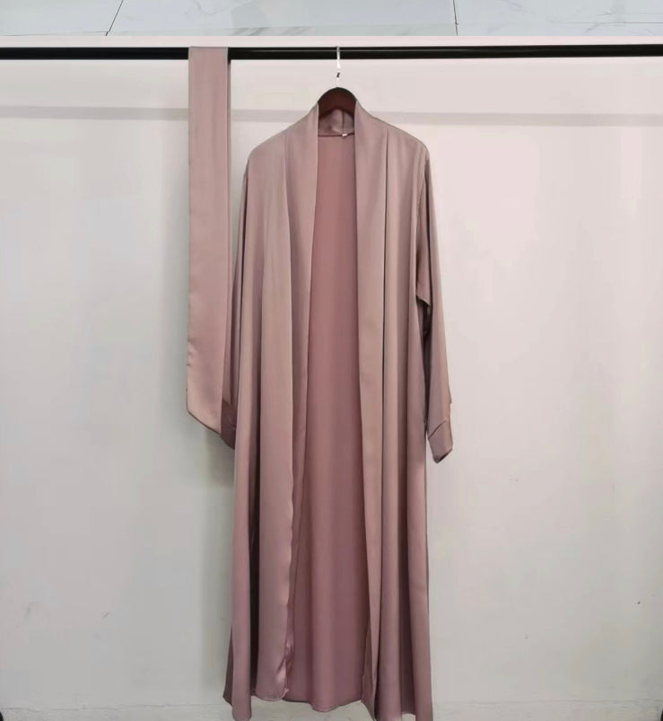 Elegant Satin Open Abaya with Pockets(Multi Colors)