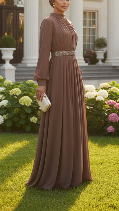 Elegant Chiffon Soft Pleated Gown