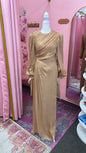 Elegant Turkish Bow Rhinestone Sleeved Gown