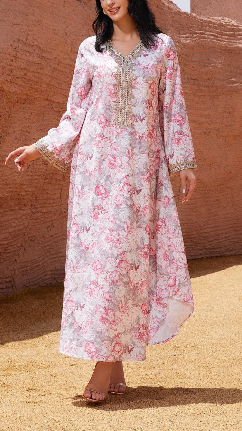 Embroidered Caftan Style Dress