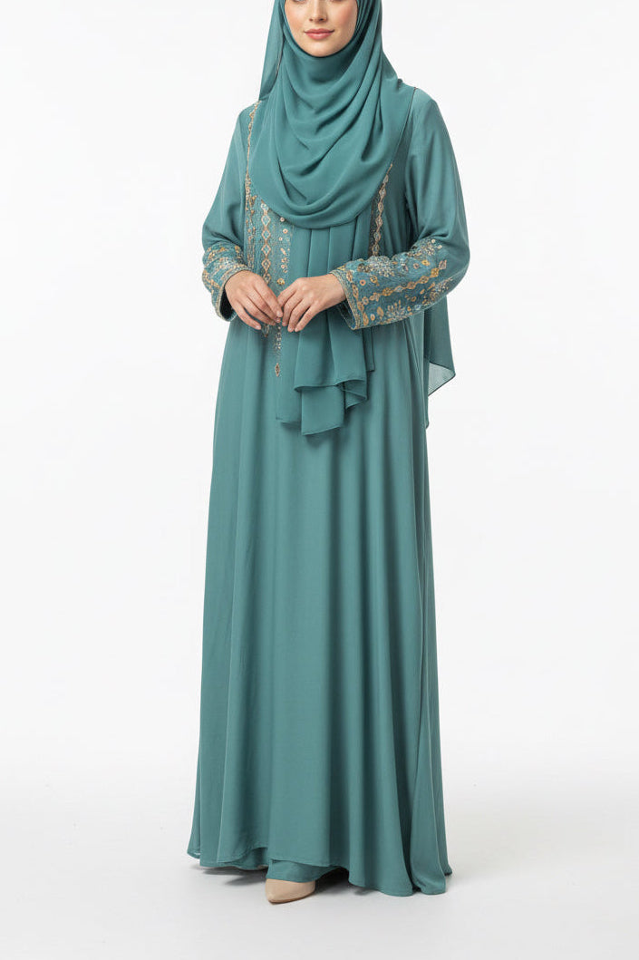 Embroidered Sequined Abaya Dress