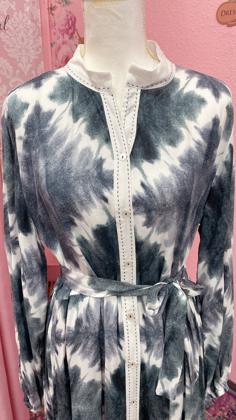 Turkish Tie-dye Button Down Summer Dress Abaya
