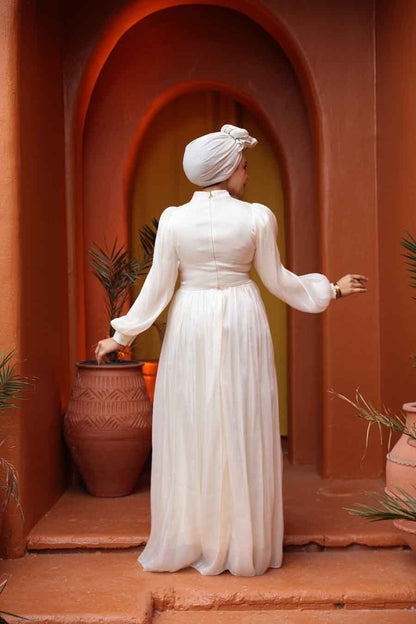 Elegant Turkish Satin Chiffon Gown