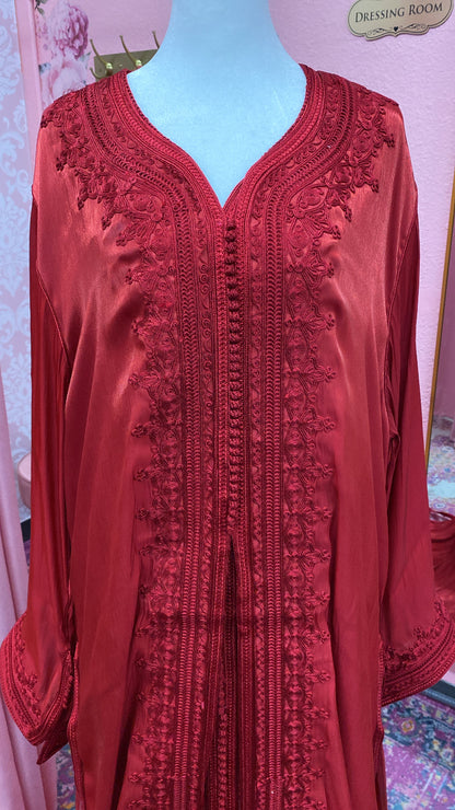 Moroccan Traditional Satin Chiffon 2 Piece Caftan