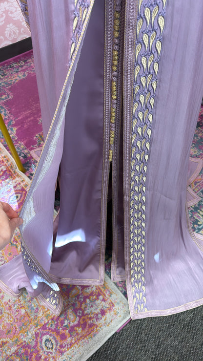 Moroccan Traditional Satin Chiffon 2 Piece Caftan