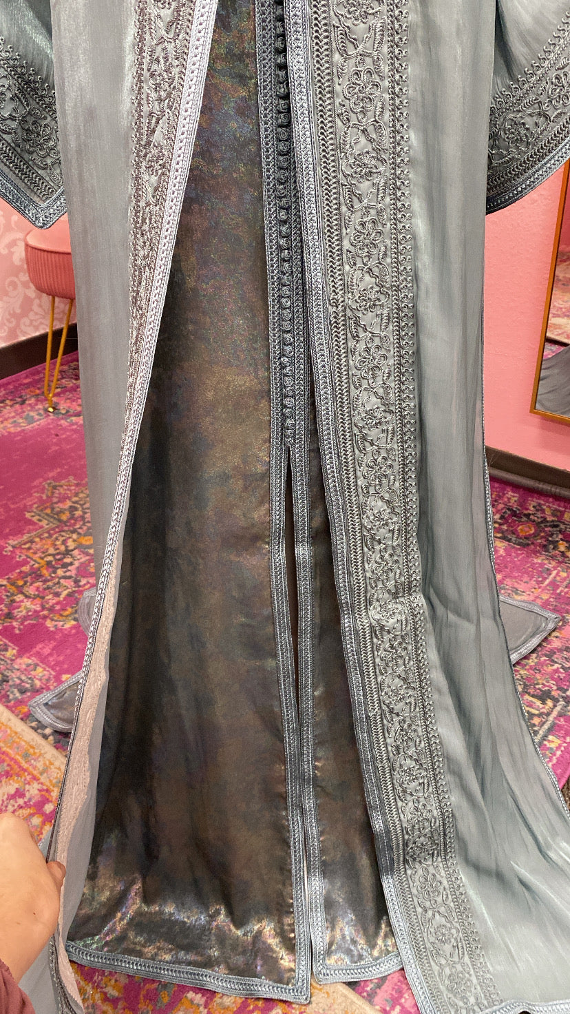 Moroccan Traditional Satin Chiffon 2 Piece Caftan