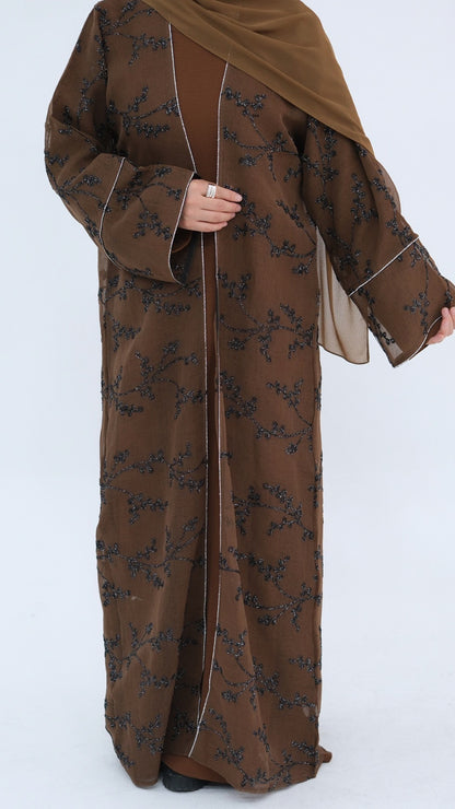 Dubai Style Embellished 2 Piece Abaya Rust