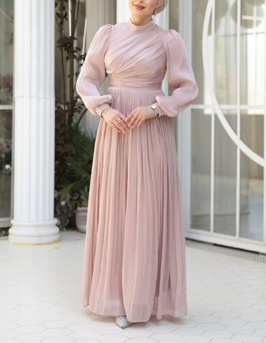 Elegant Turkish Satin Chiffon Gown