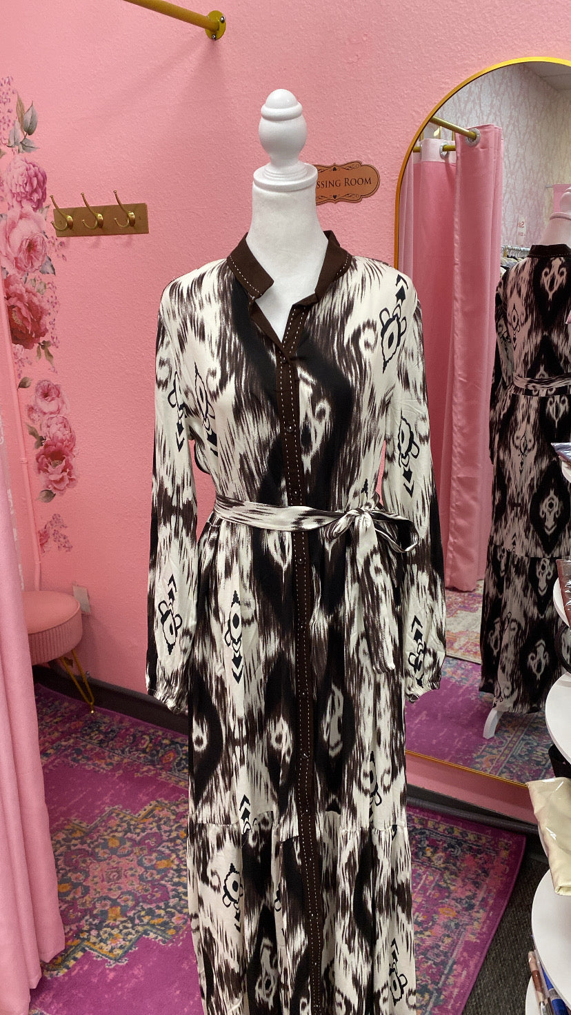 Turkish Tie-dye Button Down Summer Dress Abaya