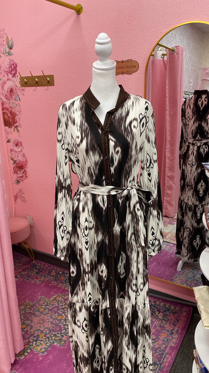 Turkish Tie-dye Button Down Summer Dress Abaya