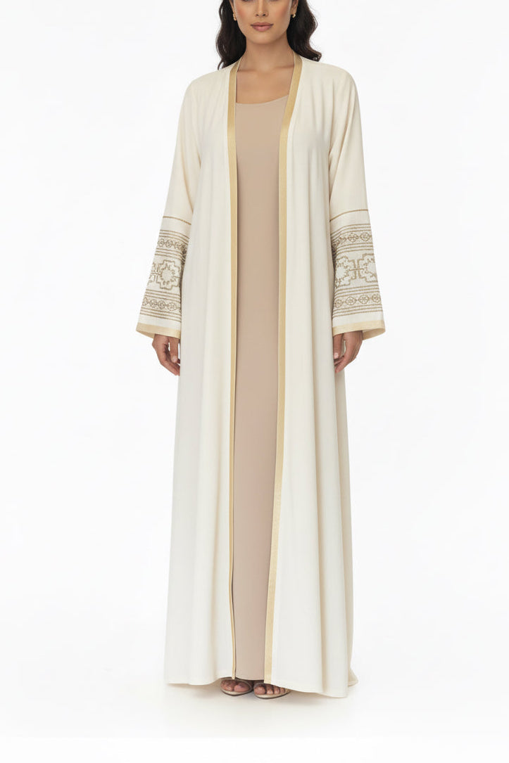 Turkish Style Embroidered Crepe Open Abaya