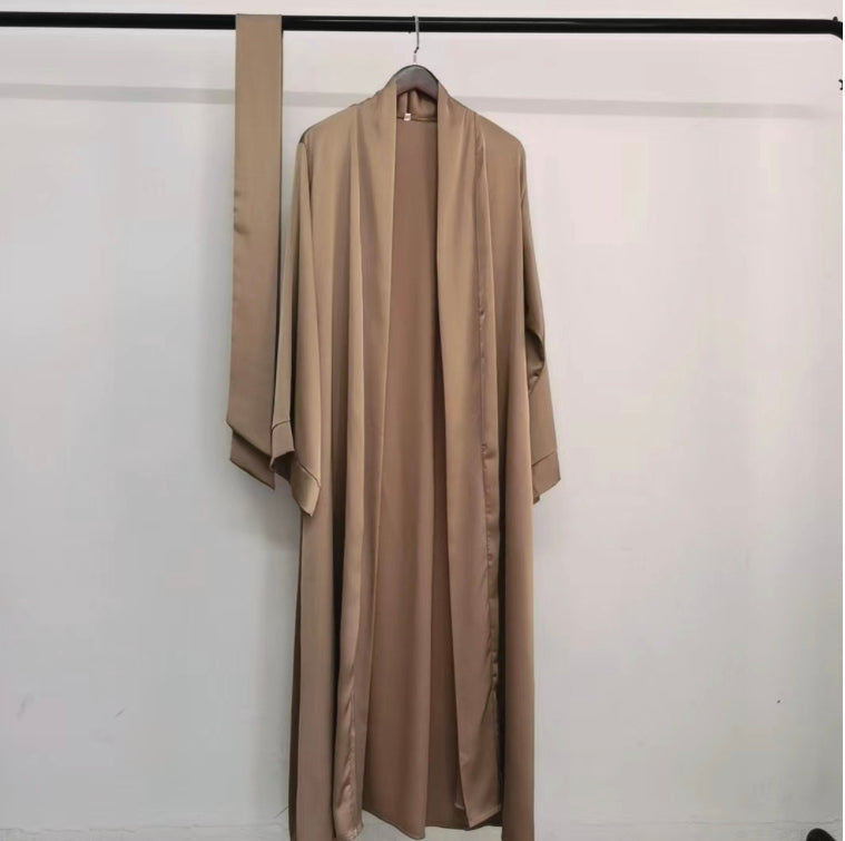 Elegant Satin Open Abaya with Pockets(Multi Colors)