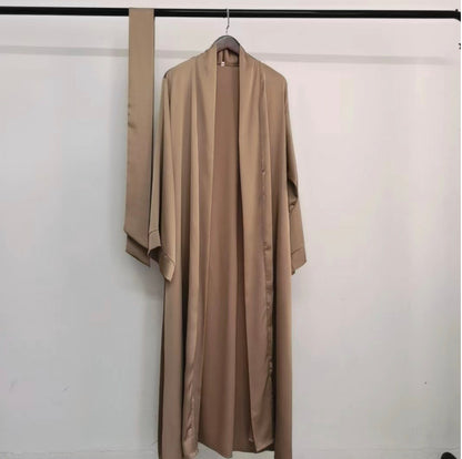 Elegant Satin Open Abaya with Pockets(Multi Colors)
