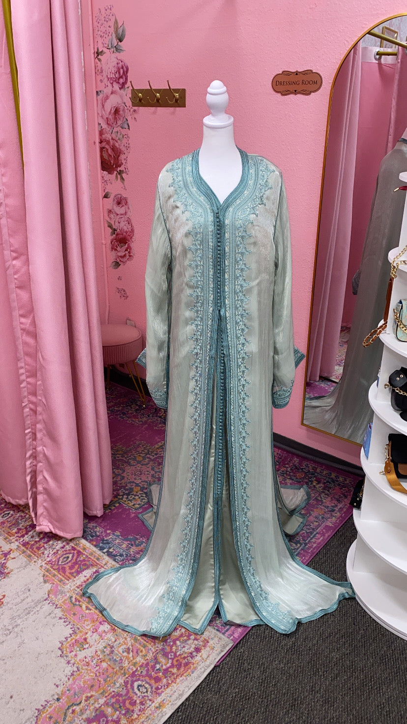 Moroccan Traditional Satin Chiffon Caftan