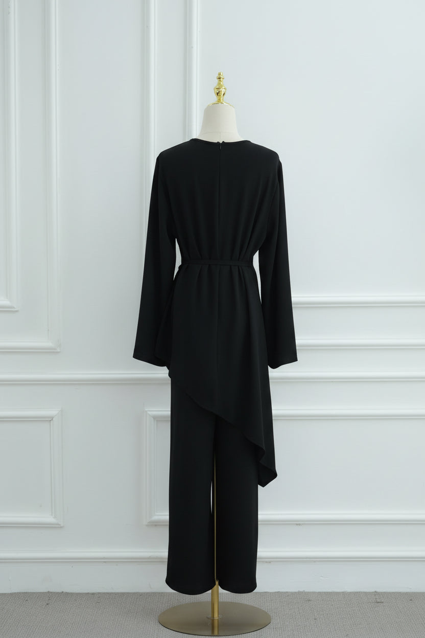 Crepe High Low Top Pant Suit