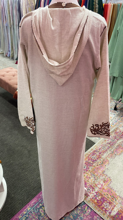 Traditional Moroccan Linen 2 Piece Embroidered Djellaba