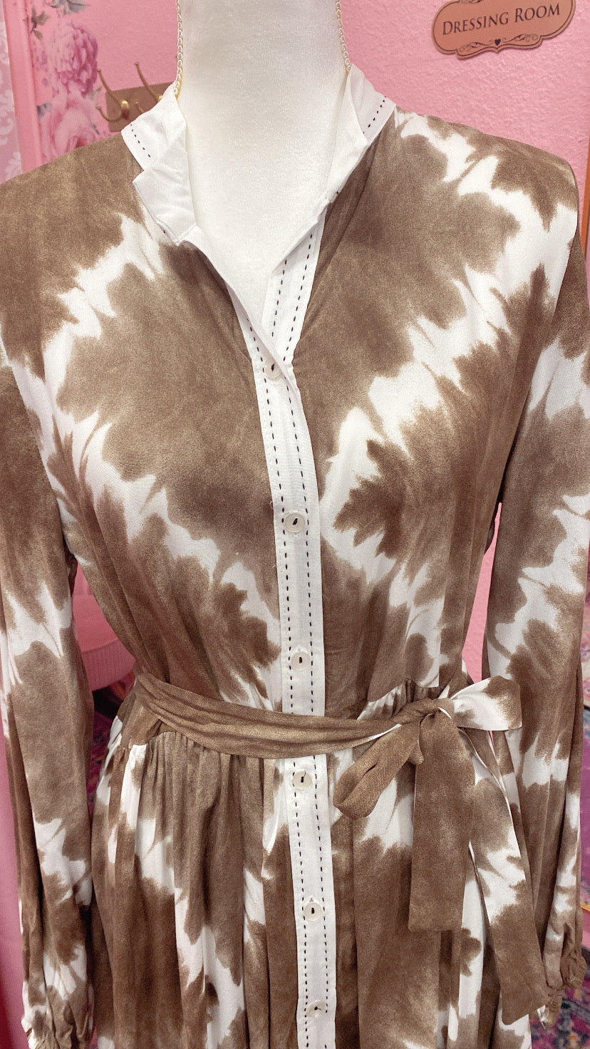 Turkish Tie-dye Button Down Summer Dress Abaya