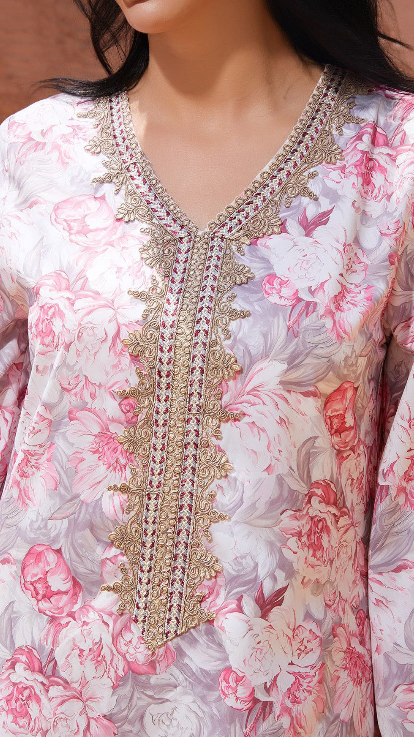 Embroidered Caftan Style Dress