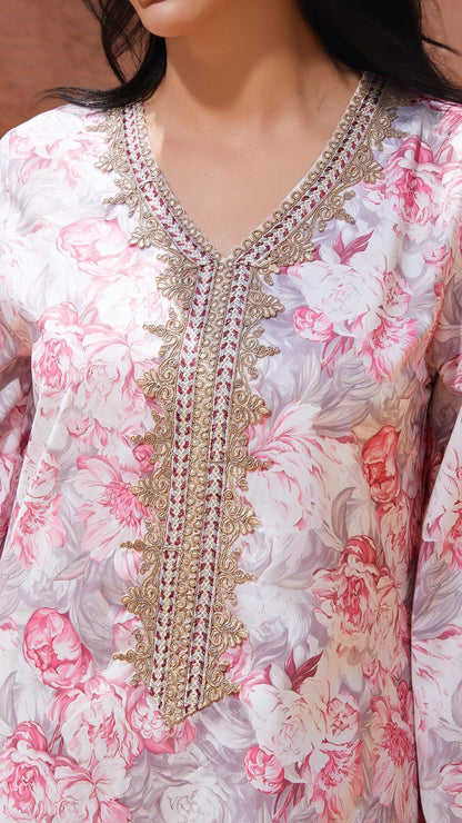 Embroidered Caftan Style Dress