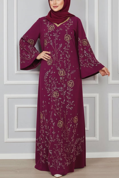 Dubai Style Floral Embellished Dress