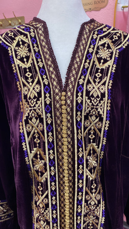 Moroccan Traditional Velvet Caftan Purple