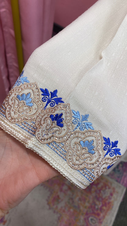 Traditional Moroccan Linen Embroidered Djellaba