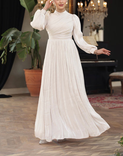 Elegant Turkish Satin Chiffon Gown