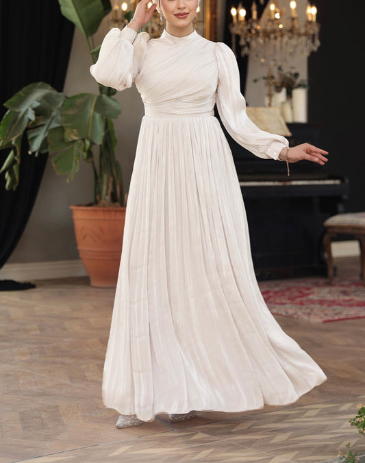 Elegant Turkish Satin Chiffon Gown
