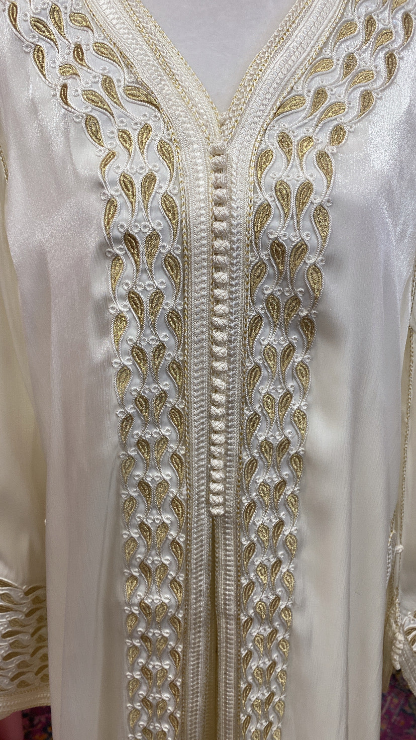 Moroccan Traditional Satin Chiffon 2 Piece Caftan