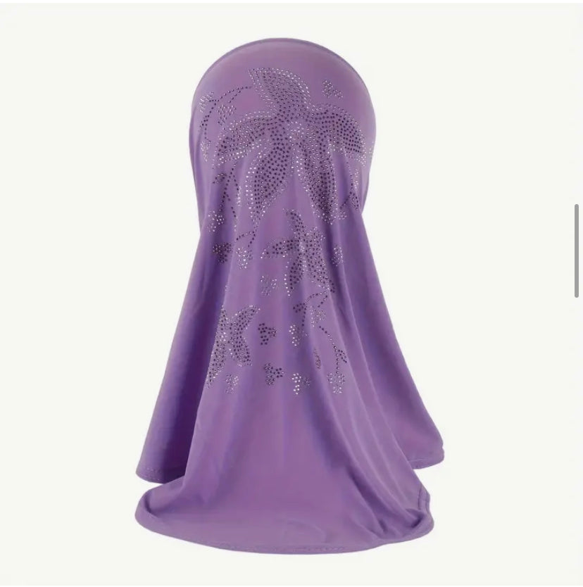 Kids Embellished Floral Hijabs(Multi Colors)
