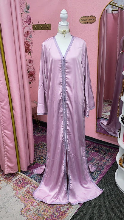 Moroccan Traditional Satin Chiffon 2 Piece Caftan