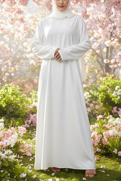 Simple White Abaya Dress